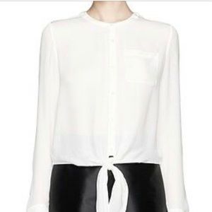 Theory Kevine Tie-Front Blouse. Ivory. Size small